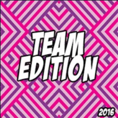 Team Edition — magenta and purple diamond pattern with TEAM EDITION in white lettering, dated 2016